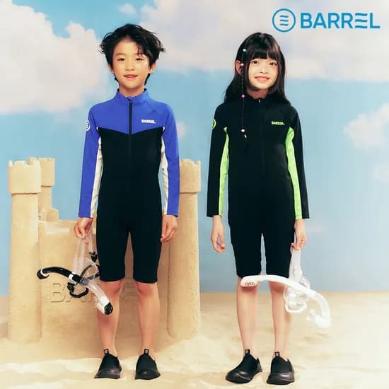 배럴 키즈 남아 4부 재머 수영키트 블랙