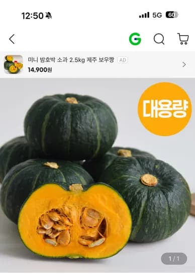 제주산 미니 밤단호박 9kg 14-60입내외