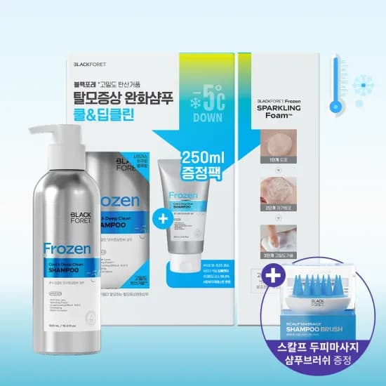 블랙포레 쿨&딥클린 탈모완화 샴푸 500ml 250ml 두피브러쉬 750ml