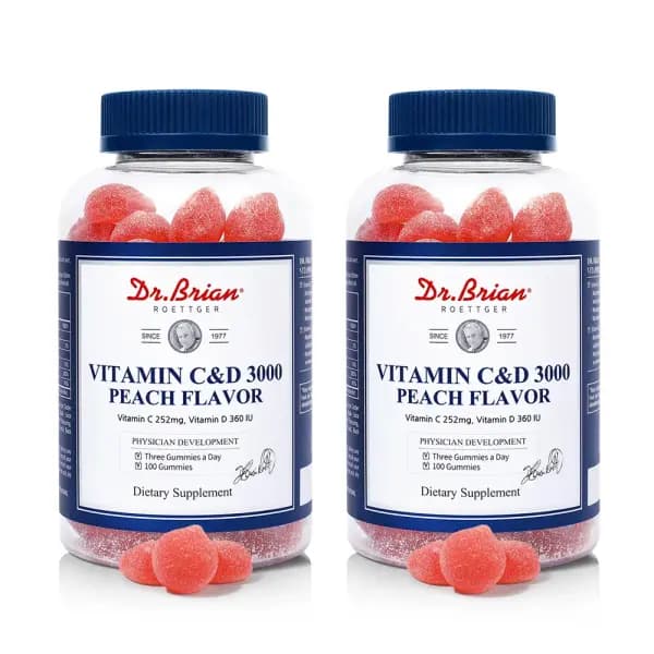 닥터브라이언 비타민 C&D 3000 복숭아맛 100구미 2개