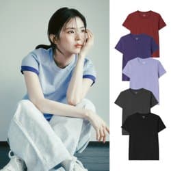 지오다노 여자 베이직 반팔 티셔츠