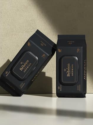 베베앙 82gsm 골드블랙 두꺼운 아기 물티슈 캡형 70매 10팩
