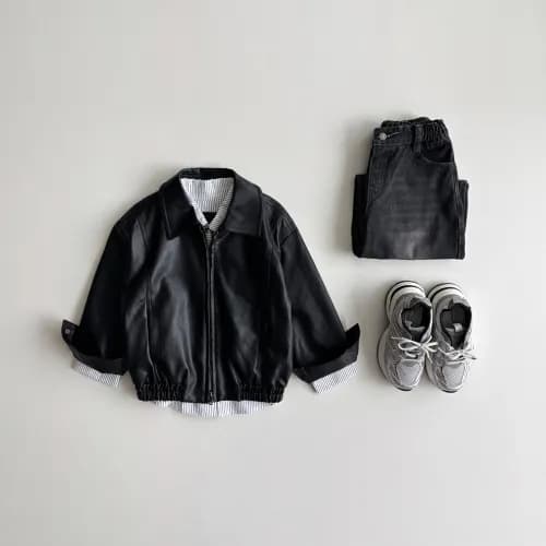 로아앤제인 가죽 원티드자켓+데님팬츠