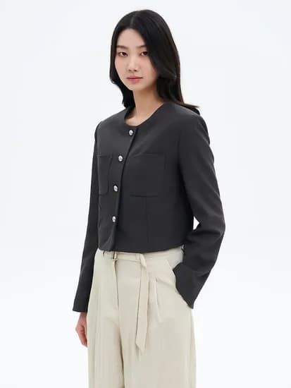 에잇세컨즈 라운드넥 재킷 애쉬