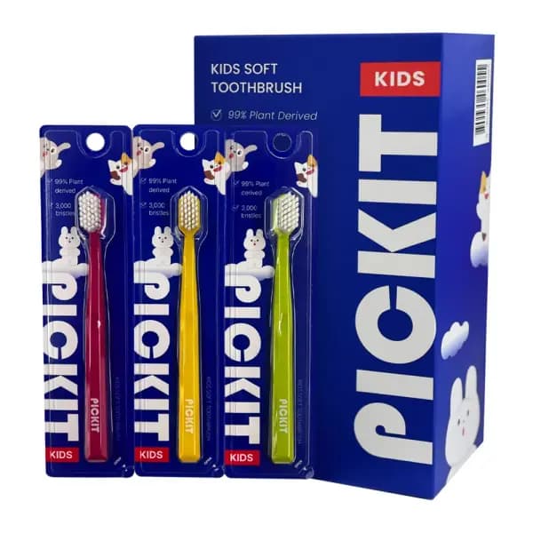 픽킷 저자극 어린이 칫솔 9개입 세트 치약 스퀴저 1개