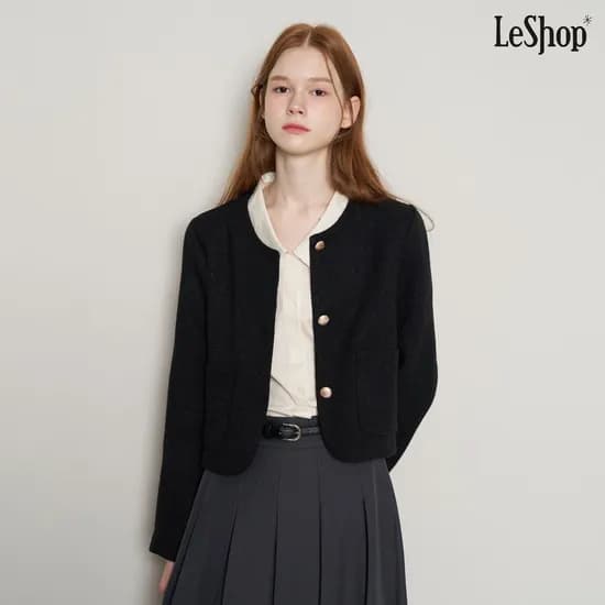 르샵 라운드넥 트위드 긴팔자켓