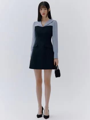 이바나헬싱키 블럭 미니 원피스