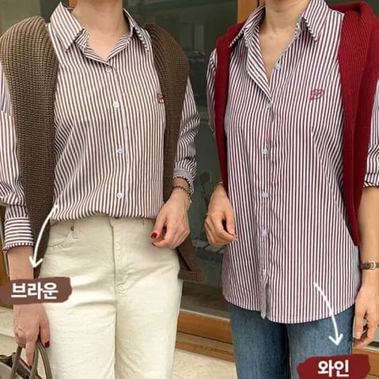 코코블랙 러브 스트라이프 남방