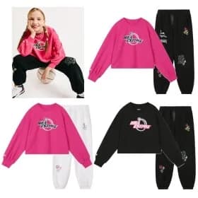 NBA키즈 여아 로고 포인트 크롭 맨투맨+바지세트