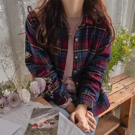 소르본 컬링체크 슈버튼 남방