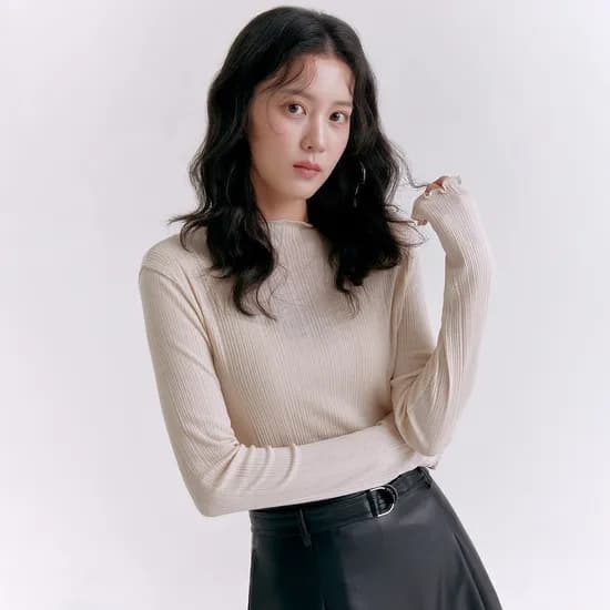 로엠 골지 반넥 티셔츠