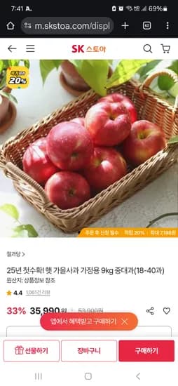 햇 가을사과 9kg 중대과 (18-40과)