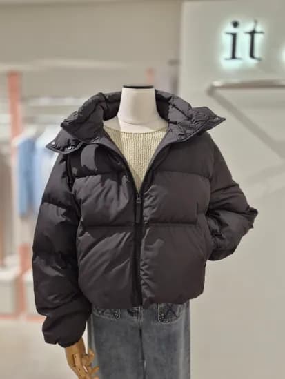잇미샤 후드 집업 숏 구스다운 숏패딩