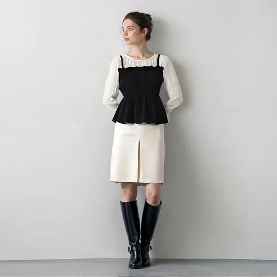 샐리 셔링뷔스티에 셔링블라우스