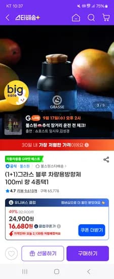 그라스블루 차량방향제 화장실용