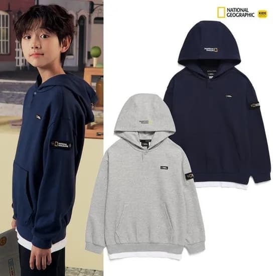내셔널지오그래픽 키즈 레이어드 후드티셔츠