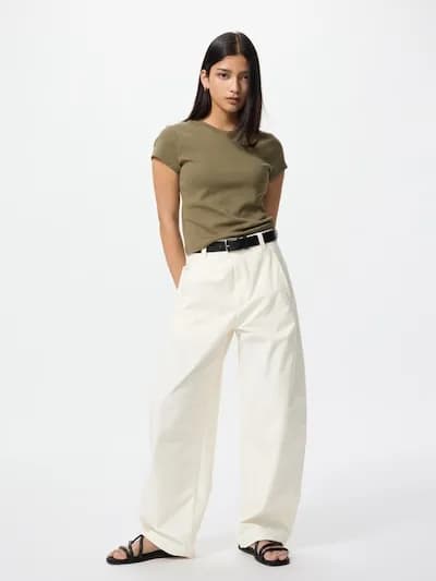 유니클로 저지 배럴 레그 팬츠