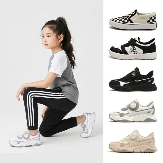 디즈니 미키마우스 체크 슬립온