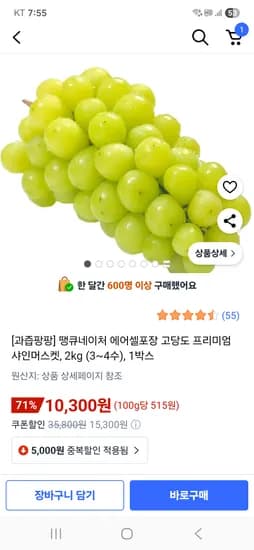 프리미엄 샤인머스켓 4수 2kg