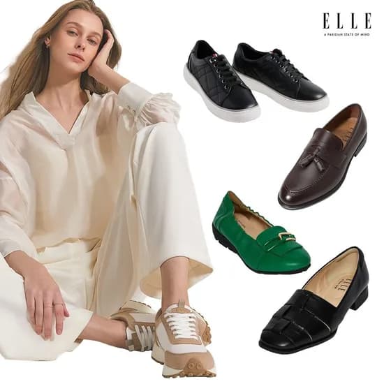 엘르 여성 소가죽 플랫/로퍼 구두