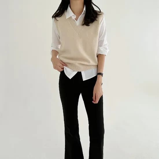 포근 브이넥 니트 베스트 조끼