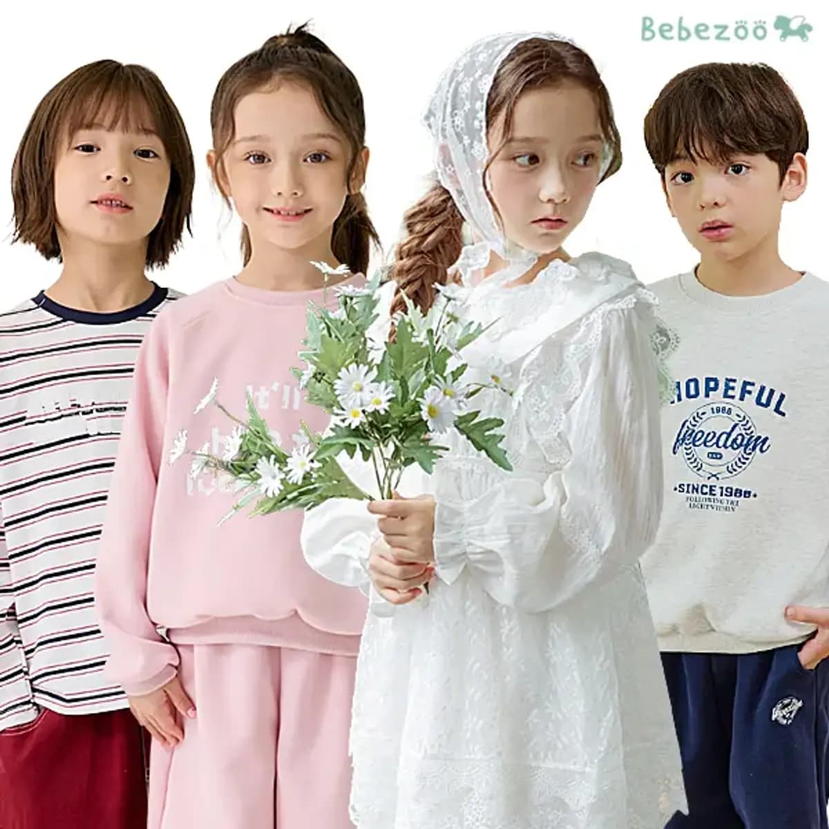 베베쥬 데님앤플라워팬츠