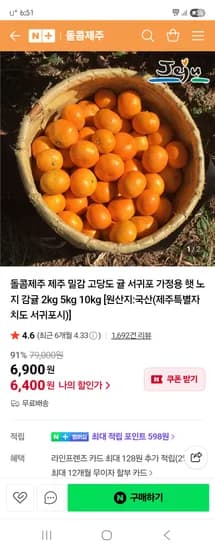 제주밀감 고당도 서귀포 햇 노지 감귤 2kg
