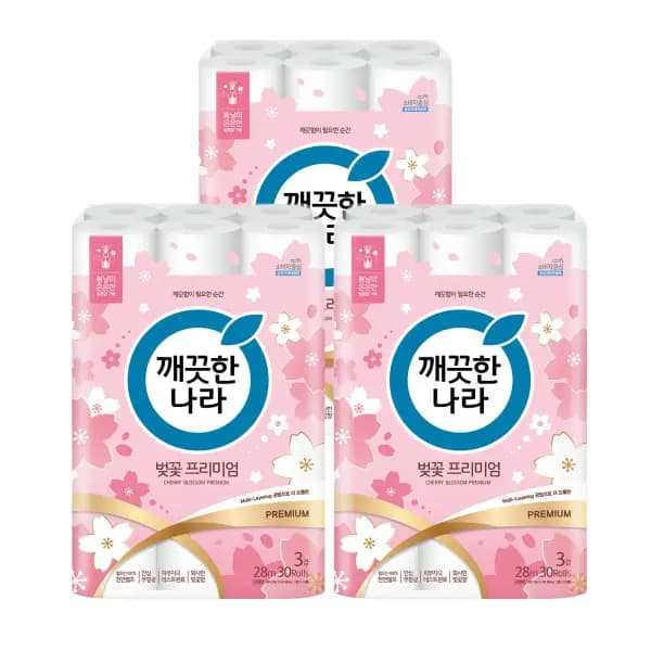 벚꽃 프리미엄 화장지 28m 30롤 3팩
