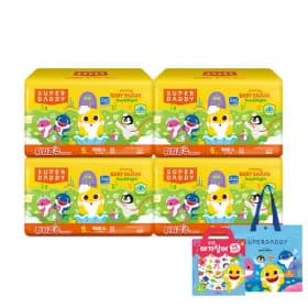 슈퍼대디 아기상어 파워흡수 오렌지 기저귀 4팩