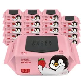 아기물티슈 70평량 20팩 슈퍼대디 미스터펭 딸기 캡형