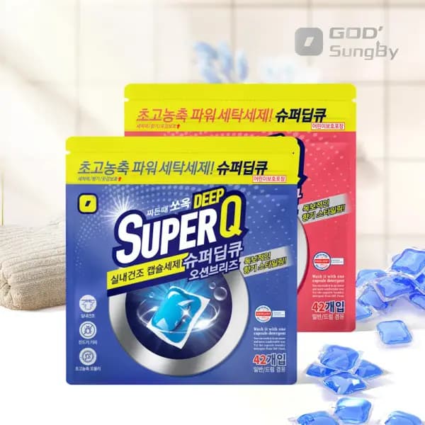 슈퍼딥큐 고농축 캡슐세제 오션브리즈 42개 플라워코튼 42개