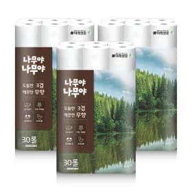 미래생활 나무야나무야 도톰한3겹 깨끗한 무향 27M 30롤 3팩