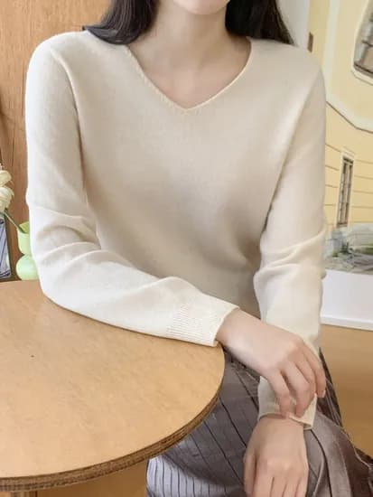 KARRA 리얼캐시미어100 브이넥니트