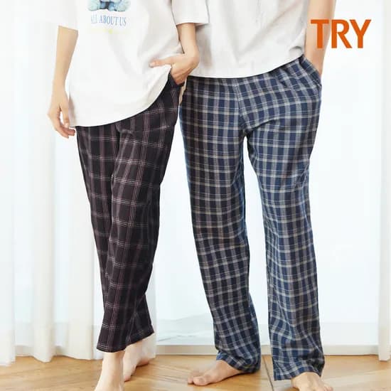 트라이 남녀공용 코튼 플란넬 9부 기모 파자팬츠
