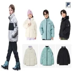휠라키즈 로고 포인트 반넥 숏 덕다운