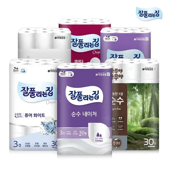 잘풀리는집 나무야나무야 도톰한3겹 순수 27M 30롤 3팩