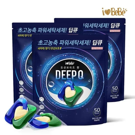 딥큐 3in1 캡슐세제 오션브리즈 50개X3팩 12,410원