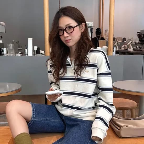 메이블루 팬던트 스트라이프 맨투맨
