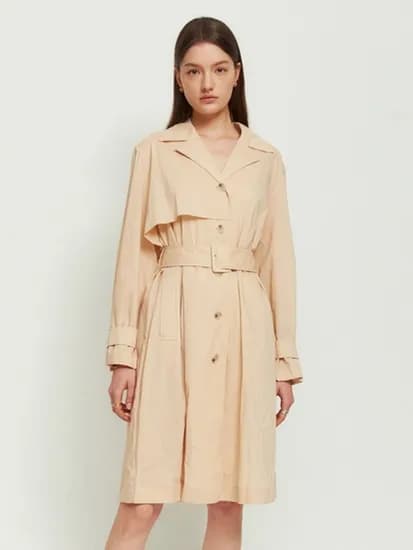 질스튜어트뉴욕 오렌지 단색 나일론혼방 트렌치코트