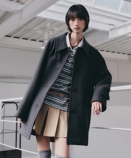 미쏘 울 블렌디드 스탠카라 하프코트