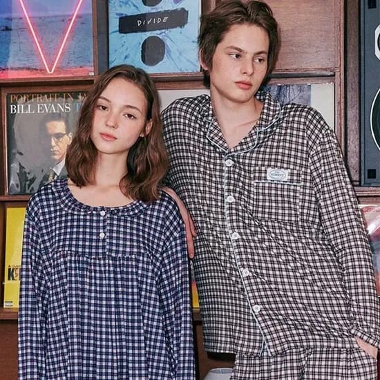 댑 노엘 체크 수면 조거 잠옷바지