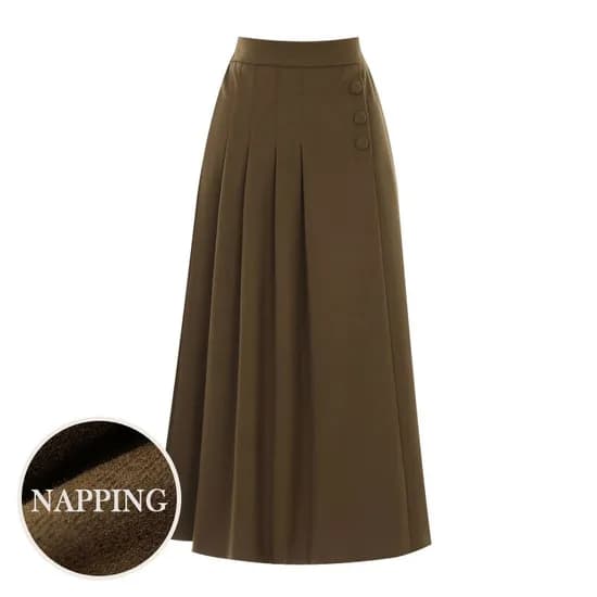 티뷰 백밴딩 버튼핀턱 기모스커트