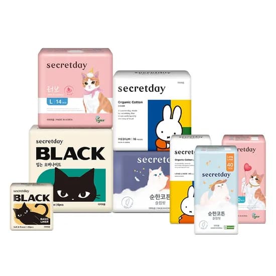 시크릿데이 순한코튼슬림핏 중형 16개입 5팩 중형 2개입