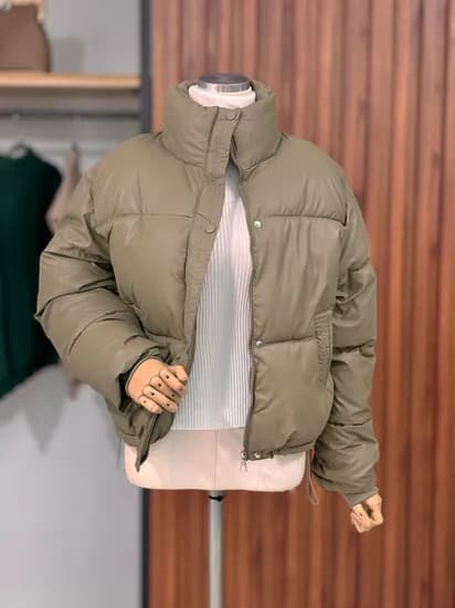 르샵 하이넥 광택 루즈핏 패딩점퍼