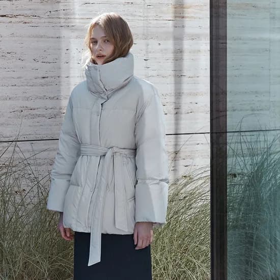 잇미샤 하이넥 벨티드 구스다운 패딩