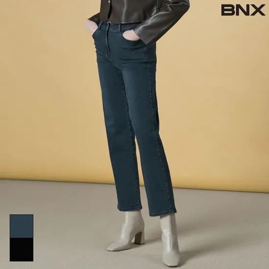 BNX 체형 커버핏 기모 데님팬츠