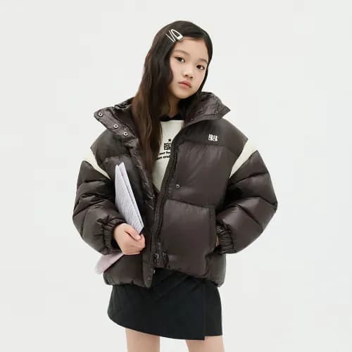 베네통키즈 딸램용 글로시 후드 덕다운 패딩