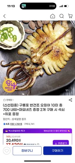 구룡포 반건조 오징어 10미 총 700g 내외 마요네즈 증정