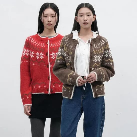 제너럴아이디어 울 노르딕 더플 가디건