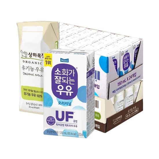 상하 유기농우유 125ml 24팩 소잘 120ml 24팩